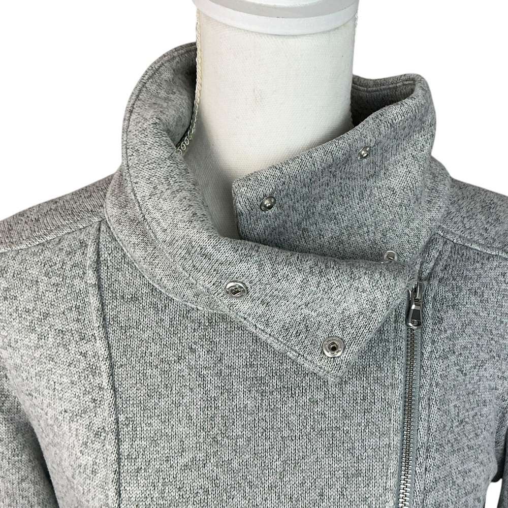 Go Warm Moto Jacket Women Heather Gray Asymmetrical Metal Zip Pockets Zip Up M - Picture 11 of 16